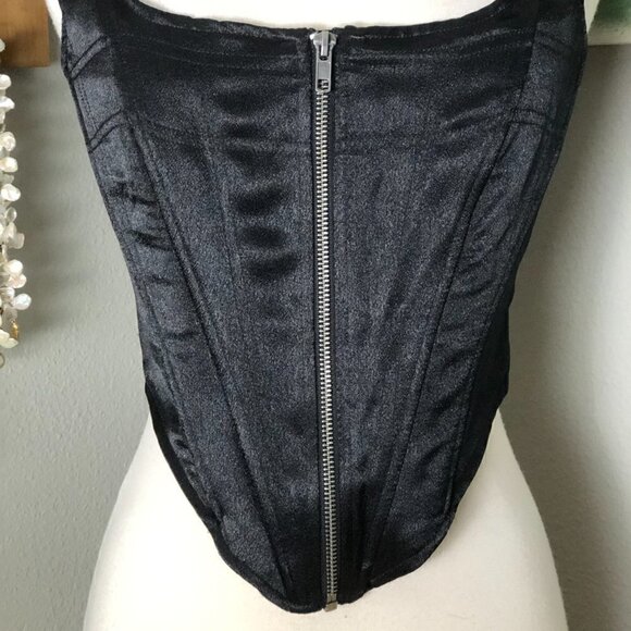 Future Collective Kahlana Barfield Black Zip Satin Bustier - NWT's Whimsigoth - Picture 11 of 11